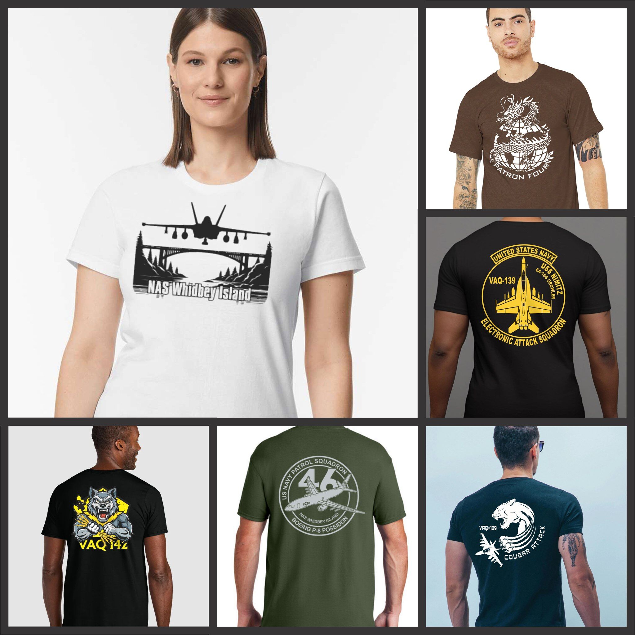 Lucky Shot Tees Custom designs for squadrons at NAS Whidbey Island