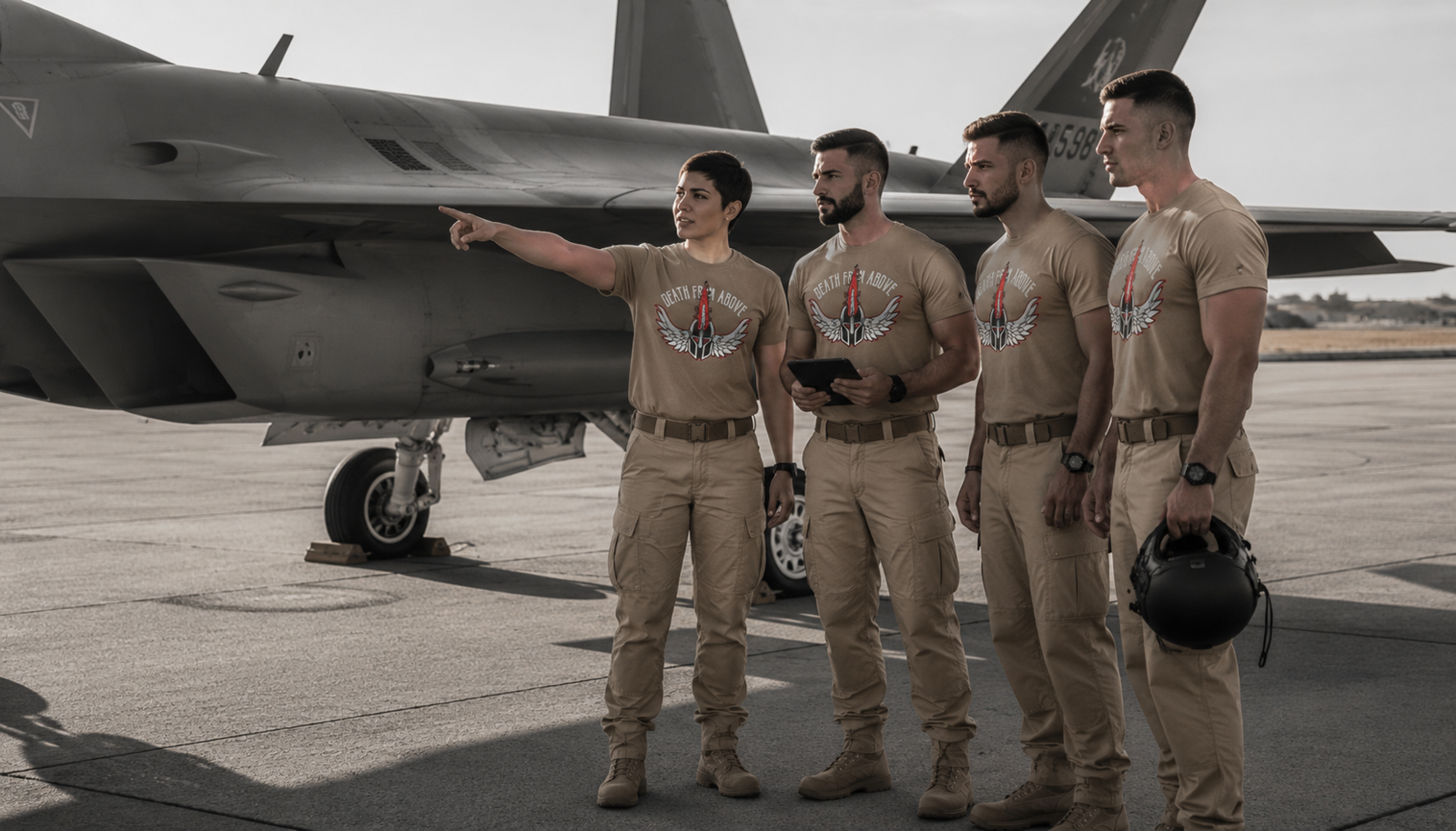 Navy flight crew with custom t-shirts