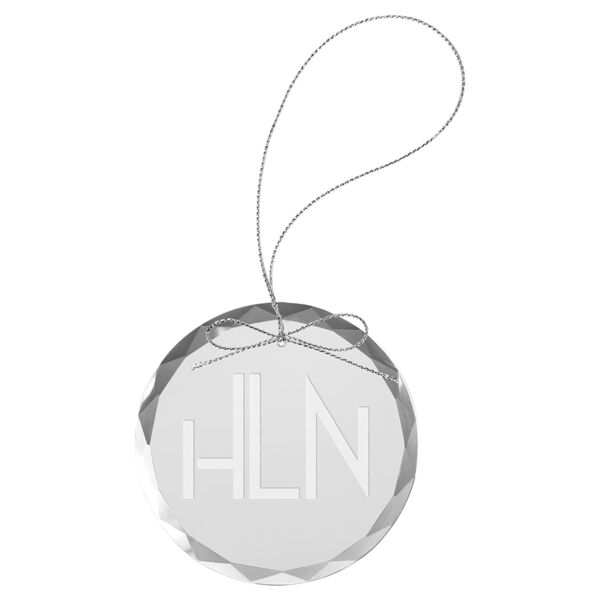 3 1/4" Round Clear Glass Ornament with Silver String Thumbnail