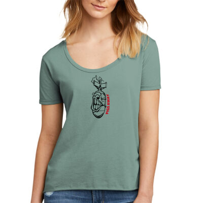 'Pigs Away' Arial Glide Bomb Cartoon Graphic Tshirt - Apparel ® Women's Festival Scoop Neck Tee Thumbnail