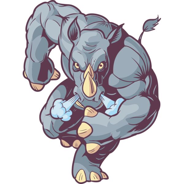 Angry Charging Rhino Cartoon Thumbnail