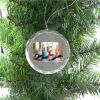 3 1/4" Round Clear Glass Ornament with Silver String Thumbnail