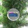 3 1/4" Round Clear Glass Ornament with Silver String Thumbnail